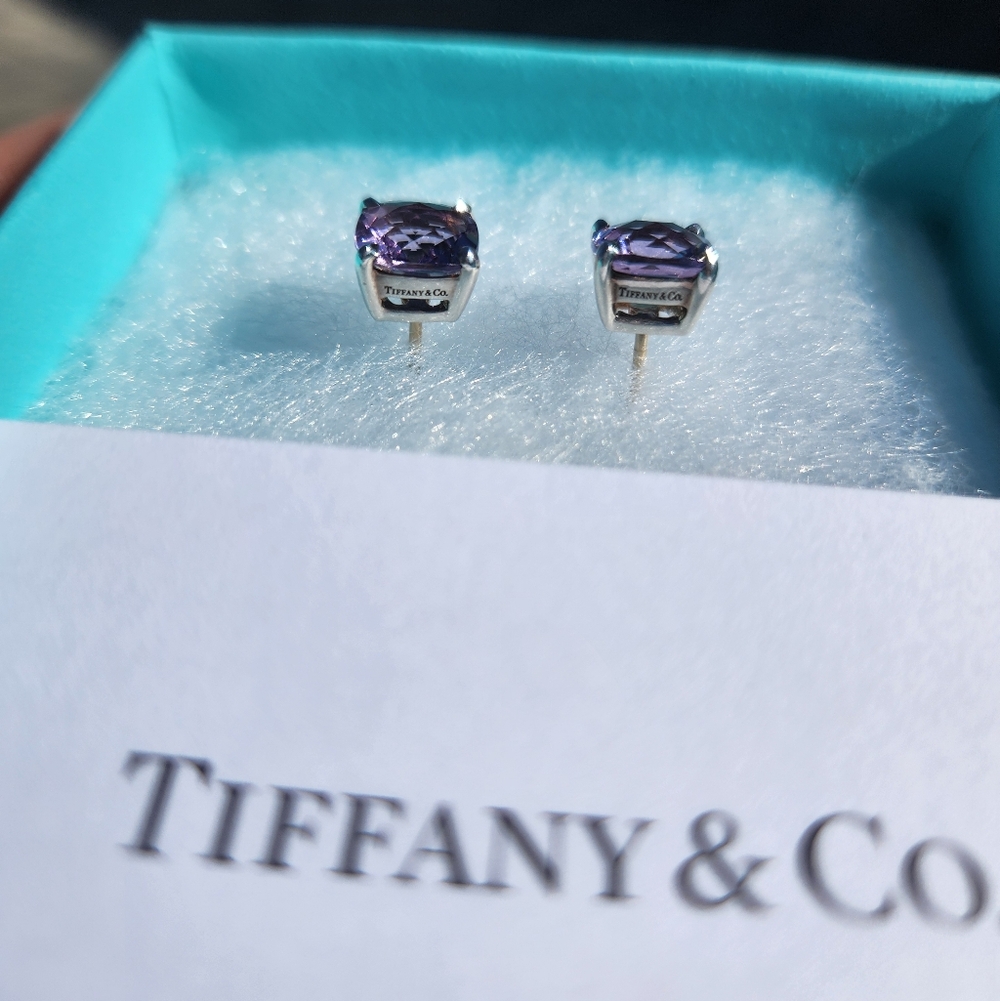 Tiffany & Co. Faceted Lavender Amethyst Stud Earrings - Picture 5 of 9